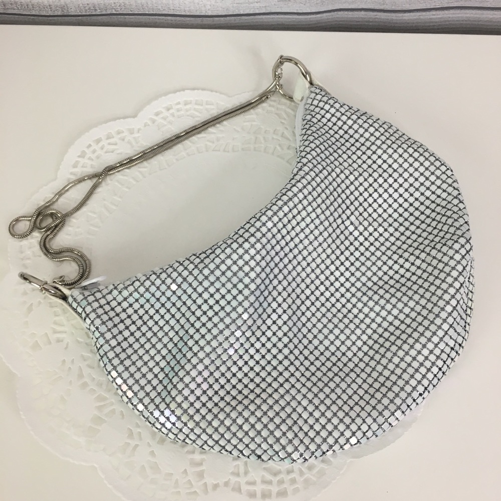 Metallic HandBag 60s 70s Style Shimmer Silver Edgy